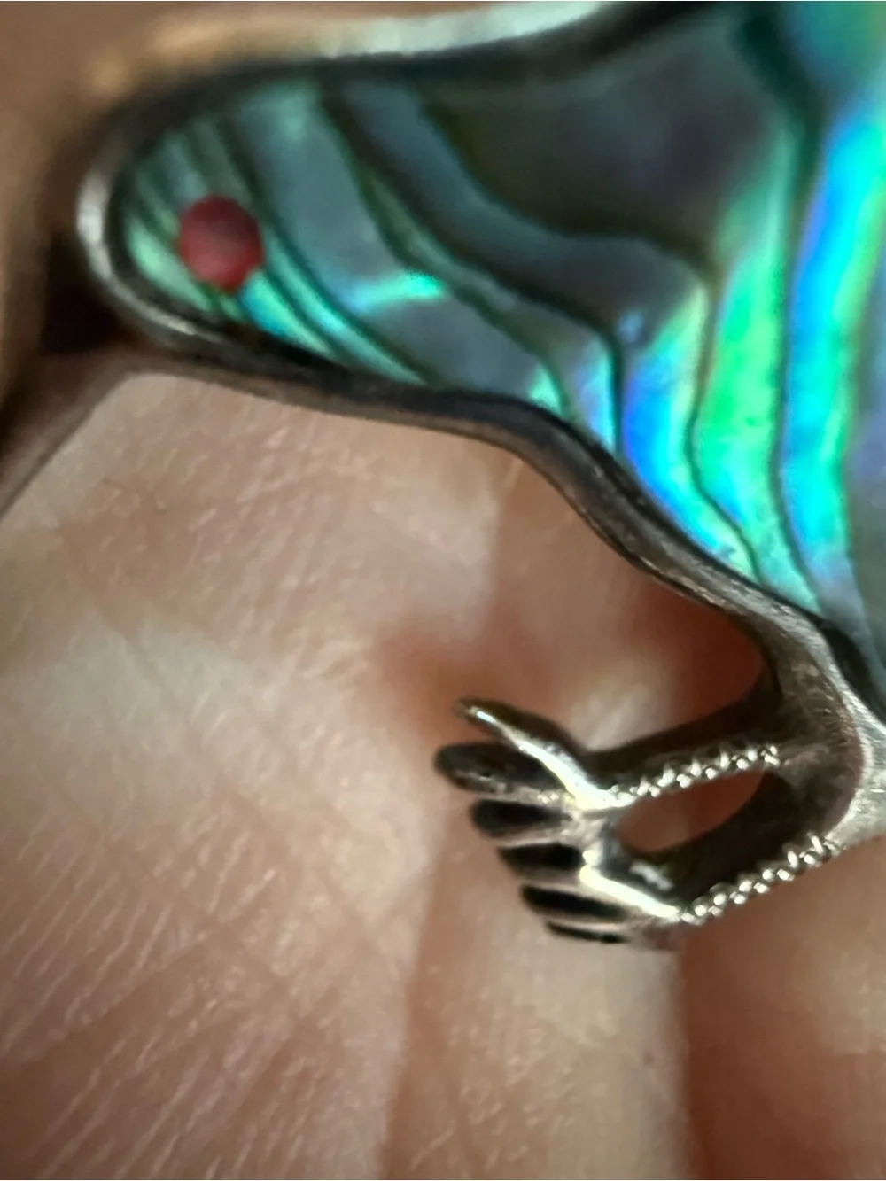 Kiwi Bird Abalone Shell Sterling Silver 925 Brooch Pin